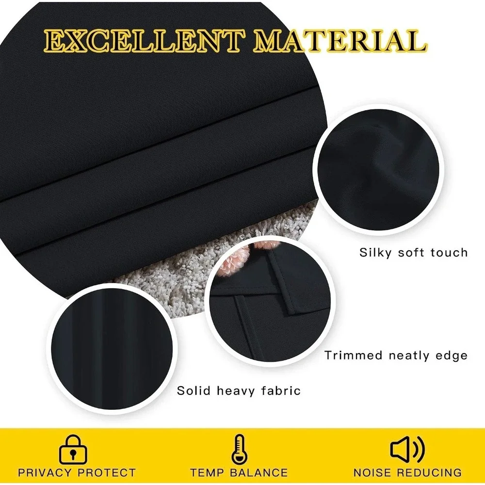 Blackout NICETOWN Curtains Home 52x84 Black New